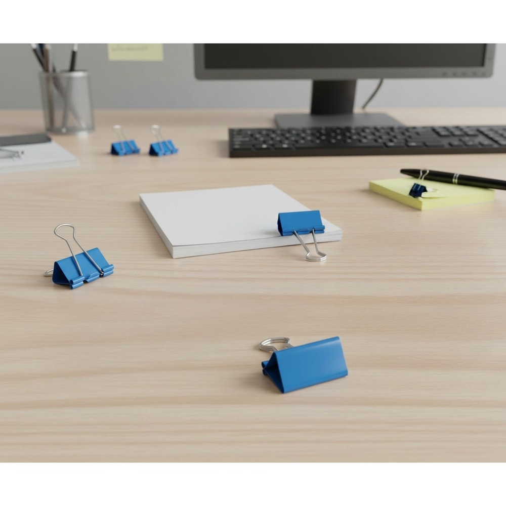9 pcs Blue Binder Clips Medium Metal Paper Clamps Office Supplies 1/2 inch